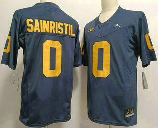 Men's Michigan Wolverines #0 Mike Sainristil Navy Blue 2023 FUSE Vapor Stitched Jersey