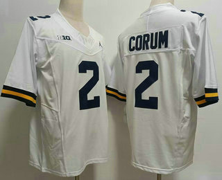 Men's Michigan Wolverines #2 Blake Corum White FUSE College Stitched Jersey