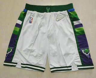 Men's Milwaukee Bucks White Diamond 2022 City Edition Swingman Stitched Shorts