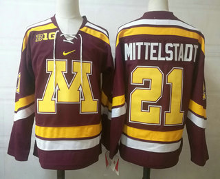 Men's Minnesota Golden Gophers #21 Casey Mittelstadt Red College Football Stitched Nike NCAA Hoodie