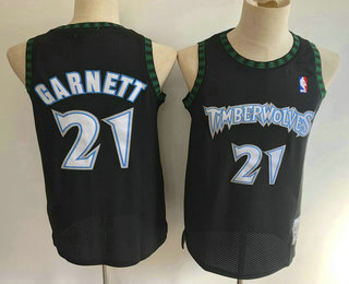 Men's Minnesota Timberwolves #21 Kevin Garnett 1997-98 Black Hardwood Classics Soul Swingman Throwback Jersey