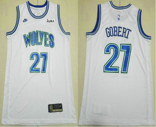 Men's Minnesota Timberwolves #27 Rudy Gobert White Classic Icon Sponsor Swingman Jersey
