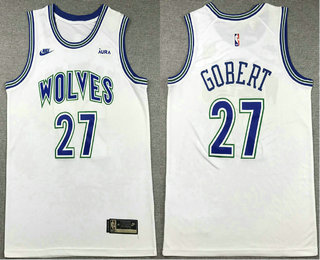 Men's Minnesota Timberwolves #27 Rudy Gobert White Classic Icon Sponsor Swingman Jersey