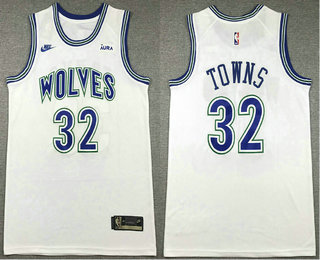 Men's Minnesota Timberwolves #32 Karl Anthony Towns White Classic Icon Sponsor Swingman Jersey