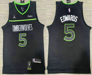 Men's Minnesota Timberwolves #5 Anthony Edwards Black Icon Sponsor Swingman Jersey