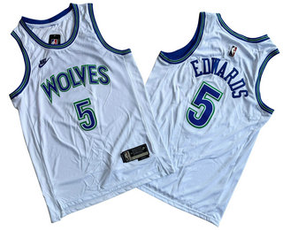 Men's Minnesota Timberwolves #5 Anthony Edwards White Classic Icon Swingman Jersey