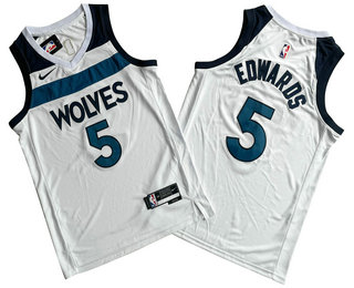 Men's Minnesota Timberwolves #5 Anthony Edwards White Icon Swingman Jersey