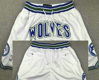 Men's Minnesota Timberwolves White Classic Just Don Shorts