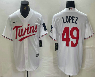 Men's Minnesota Twins #49 Pablo Lopez White Stitched MLB Cool Base Nike Jersey