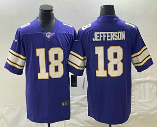 Men's Minnesota Vikings #18 Justin Jefferson Purple Limited Stitched Throwback Jersey
