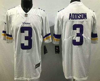 Men's Minnesota Vikings #3 Jordan Addison White 2022 Vapor Untouchable Stitched Nike Limited Jersey
