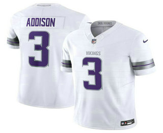 Men's Minnesota Vikings #3 Jordan Addison White FUSE Winter Warrior Limited Stitched Jersey