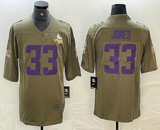 Men's Minnesota Vikings #33 Aaron Jones Olive 2017 Salute To Service Stitched NFL Nike Limited Jersey