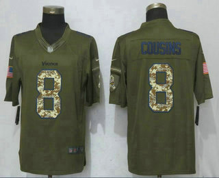 Men's Minnesota Vikings #8 Kirk Cousins Green Salute To Service Stitched NFL Nike Limited Jersey