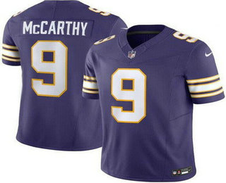 Men's Minnesota Vikings #9 JJ McCarthy Limited Purple Classic FUSE Vapor Jersey