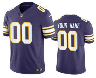 Men's Minnesota Vikings  Active Player Custom Purple 2023 FUSE Vapor Limited Throwback Stitched Jersey