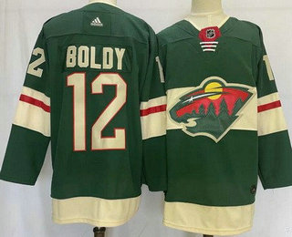 Men's Minnesota Wild #12 Matt Boldy Green Stitched Jersey