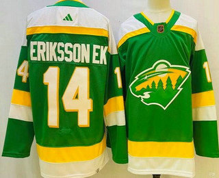 Men's Minnesota Wild #14 Joel Eriksson Ek Green 2022 Reverse Retro Authentic Jersey
