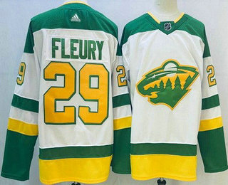 Men's Minnesota Wild #29 Marc Andre Fleury White Stitched Jersey