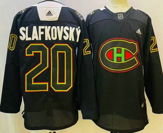 Men's Montreal Canadiens #20 Juraj Slafkovsky Black History Night Authentic Jersey