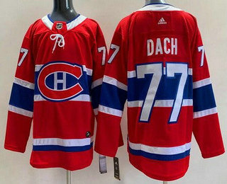 Men's Montreal Canadiens #77 Kirby Dach Red Authentic Jersey
