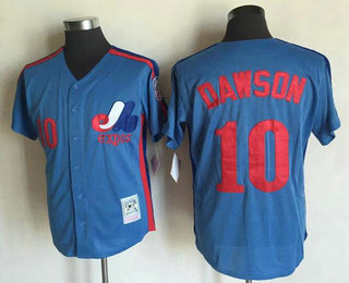 Men's Montreal Expos #10 Andre Dawson 1982 Blue Mitchell & Ness Throwback Jersey