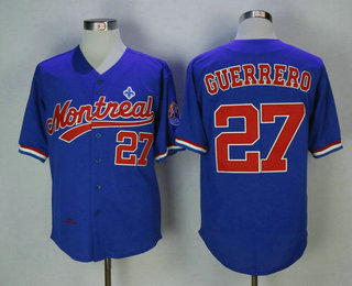 Men's Montreal Expos #27 Vladimir Guerrero Navy Blue Mesh BP 2000 Throwback Stitched MLB Majestic Cooperstown Collection Jersey