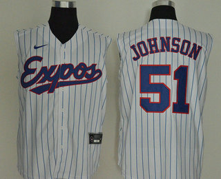 Men's Montreal Expos #51 Randy Johnson White Cooperstown Collection 2020 Cool and Refreshing Sleeveless Fan Stitched MLB Nike Jersey