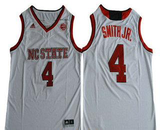 Men's NC State Wolfpack #4 Dennis Smith Jr. White College Basketball 2017 adidas Swingman Stitched NCAA Jersey