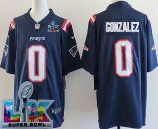 Men's New England Patriots #0 Christian Gonzalez Limited Navy Super Bowl LX Vapor Jersey