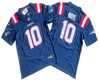 Men's New England Patriots #10 Drake Maye Limited Navy FUSE Vapor Jersey