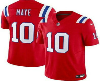 Men's New England Patriots #10 Drake Maye Limited Red FUSE Vapor Jersey