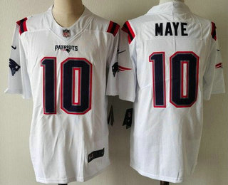 Men's New England Patriots #10 Drake Maye Limited White Vapor Jersey