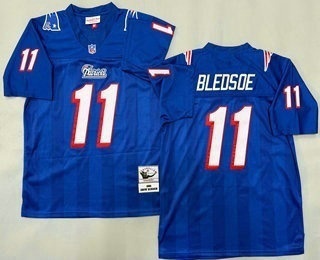 Men's New England Patriots #11 Drew Bledsoe Blue 1996 Throwback Jersey