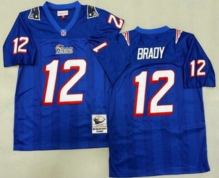 Men's New England Patriots #12 Tom Brady Blue Throwback Jersey