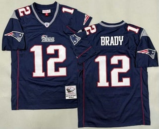 Men's New England Patriots #12 Tom Brady Navy Throwback Jersey