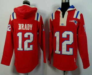 Men's New England Patriots #12 Tom Brady Red Alternate 2015 NFL Hoodie
