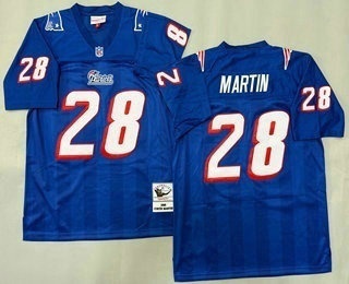 Men's New England Patriots #28 Curtis Martin Blue 1995 Throwback Jersey
