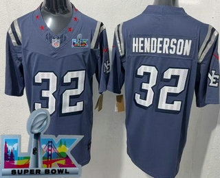 Men's New England Patriots #32 TreVeyon Henderson Limited Gray Rivalries Super Bowl LX FUSE Vapor Jersey