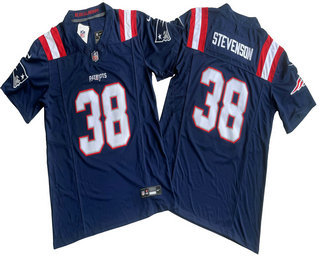 Men's New England Patriots #38 Rhamondre Stevenson Navy Blue 2023 FUSE Vapor Limited Stitched Jersey