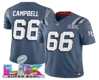 Men's New England Patriots #66 Will Campbell Limited Gray Rivalries Super Bowl LX FUSE Vapor Jersey