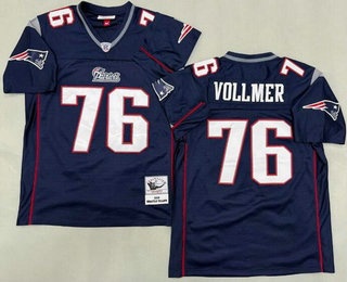 Men's New England Patriots #76 Sebastian Vollmer Navy 2009 Throwback Jersey