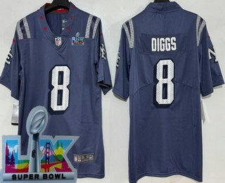 Men's New England Patriots #8 Stefon Diggs Limited Gray Rivalries Super Bowl LX Vapor Jersey