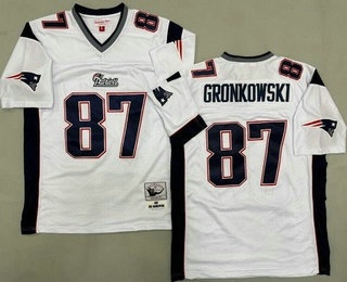 Men's New England Patriots #87 Rob Gronkowski White 2007 Throwback Jersey