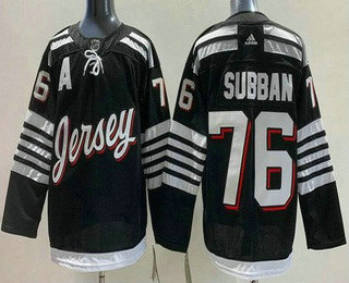 Men's New Jersey Devils #76 PK Subban Black With A Ptach Adidas Stitched NHL Jersey