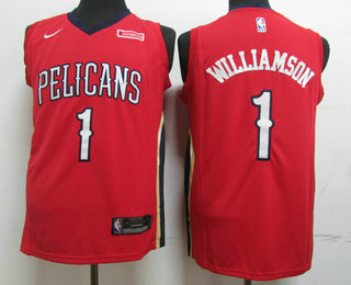Men's New Orleans Pelicans #1 Winning Williamson New Red 2019 Nike Swingman Stitched NBA Jersey With The Sponsor Logo