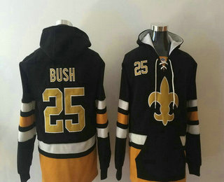 Men's New Orleans Saints #25 Reggie Bush NEW Black Pocket Stitched NFL Pullover Hoodie