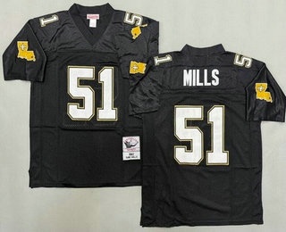 Men's New Orleans Saints #51 Sam Mills Black 1987 Throwback Jersey