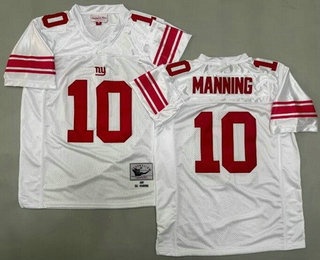 Men's New York Giants #10 Eli Manning White 2007 Throwback Jersey