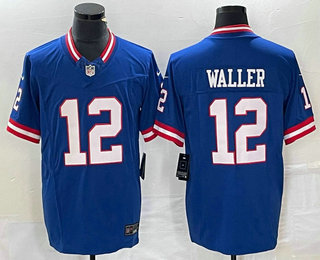 Men's New York Giants #12 Darren Waller Blue 2023 FUSE Classic Vapor Limited Jersey